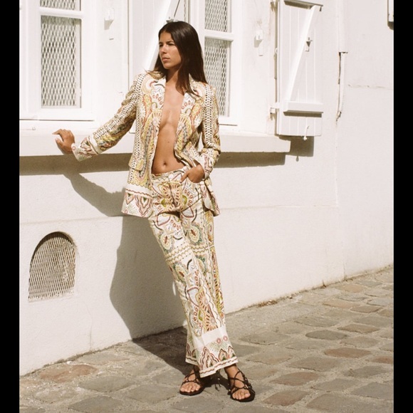 NWT ZARA Printed Flared Pants - Picture 3 of 8